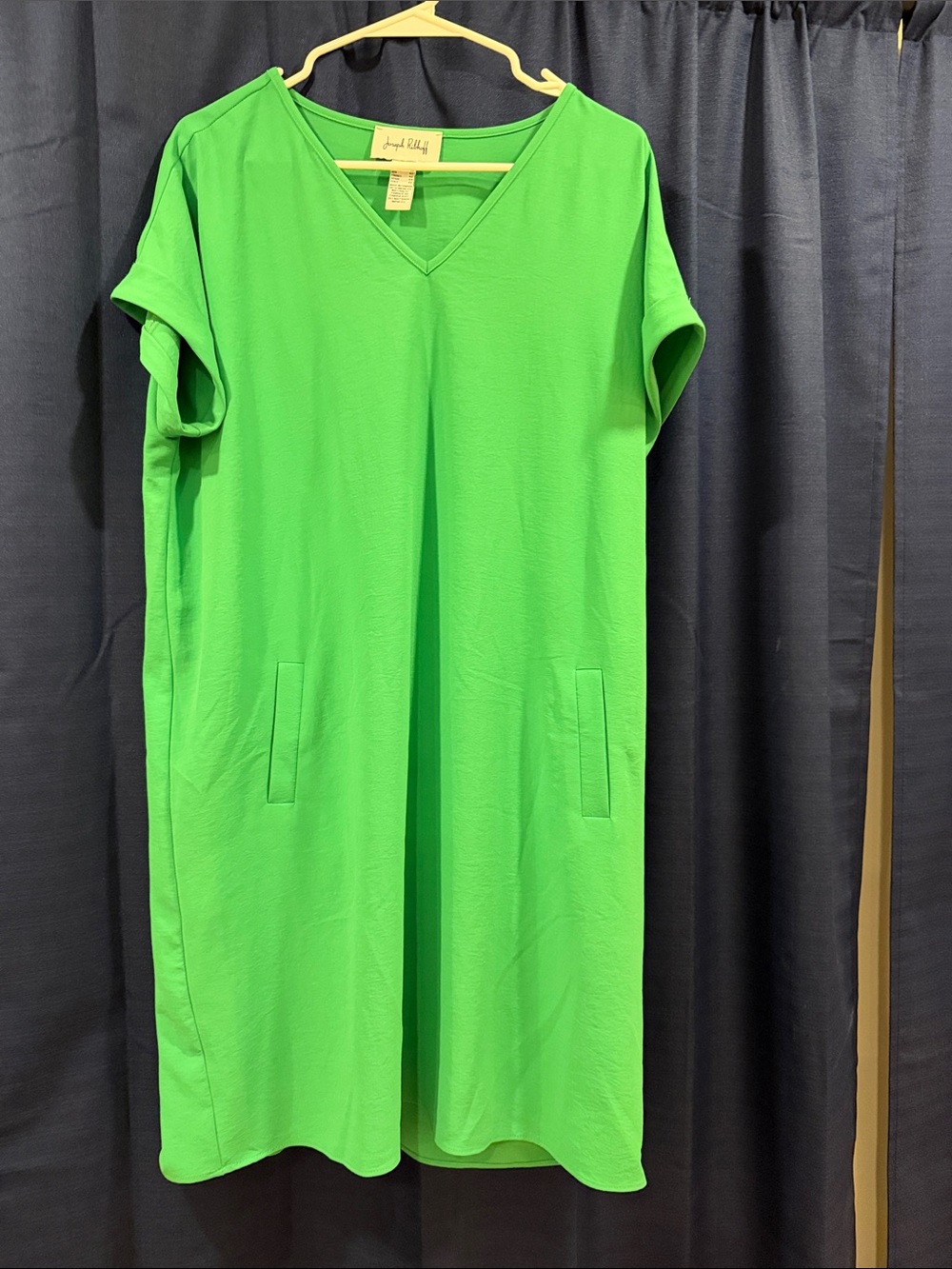 Joseph Ribkoff Bright Green V-Neck Midi Dress